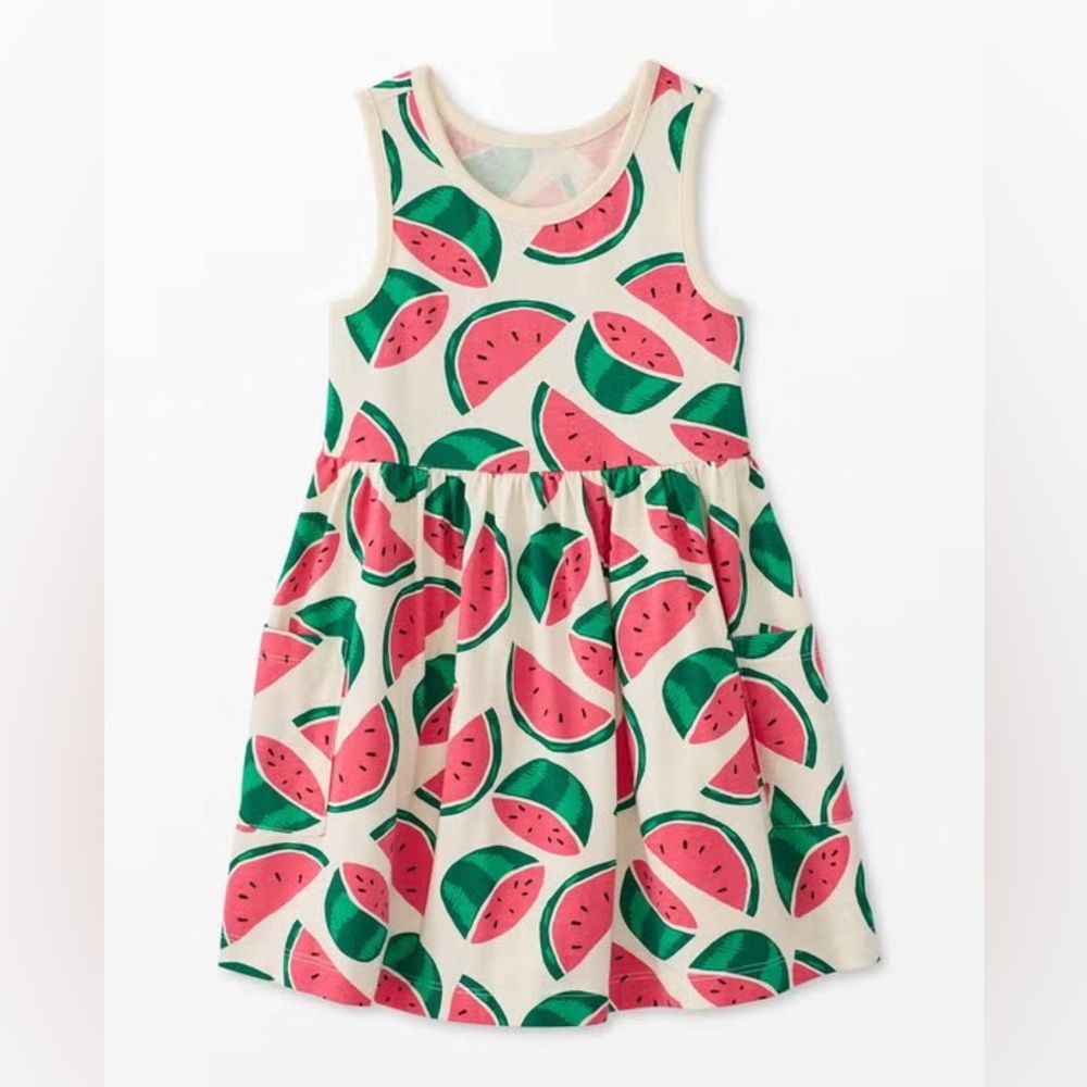 Hanna Anderson Watermelon Print Kids Dress with Pockets